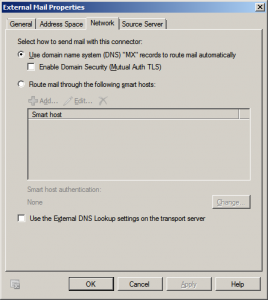 Exchange Send Connector Network Properties