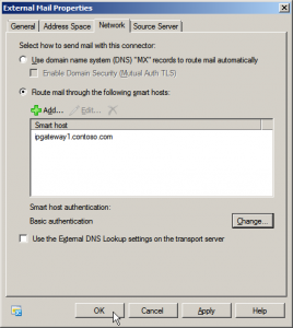 Exchange smart host configuration completed